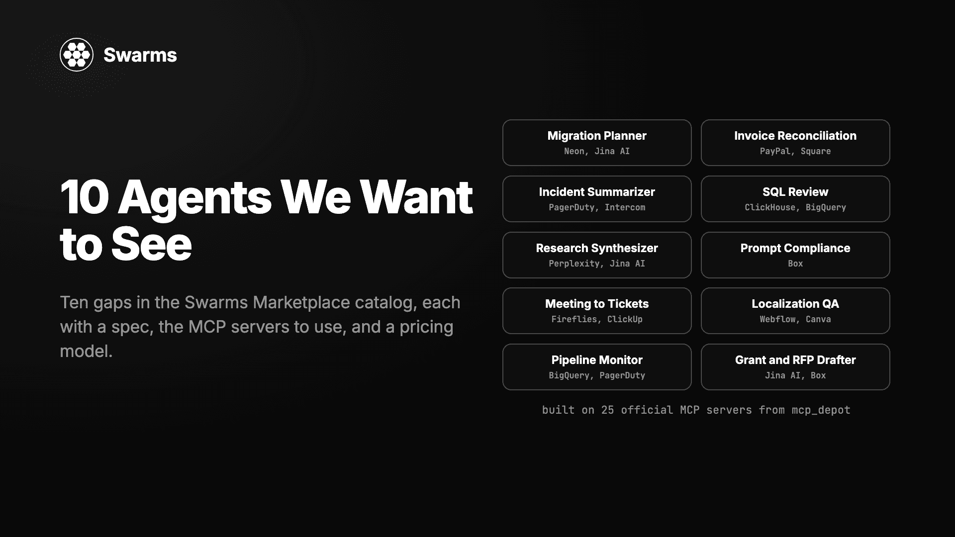 10 Agents We Want to See on the Swarms Marketplace