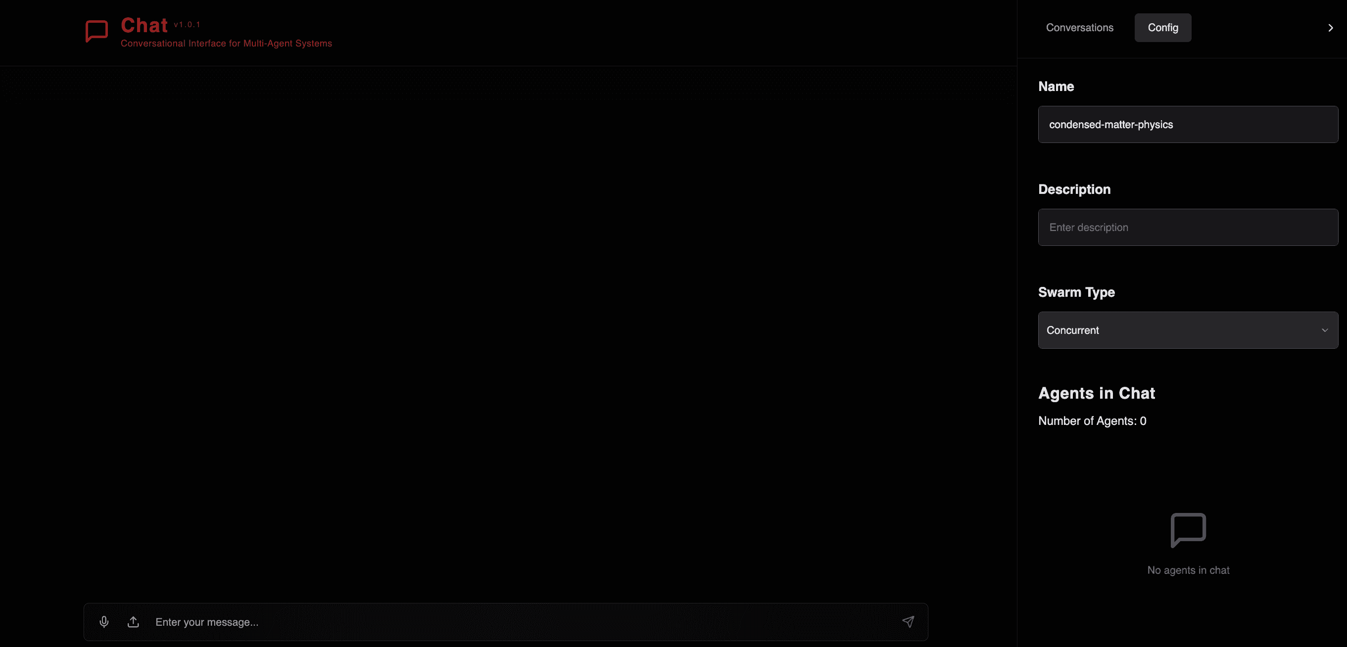 Swarms Chat Multi-Agent Interface - No-Code Conversational AI Agent System Dashboard
