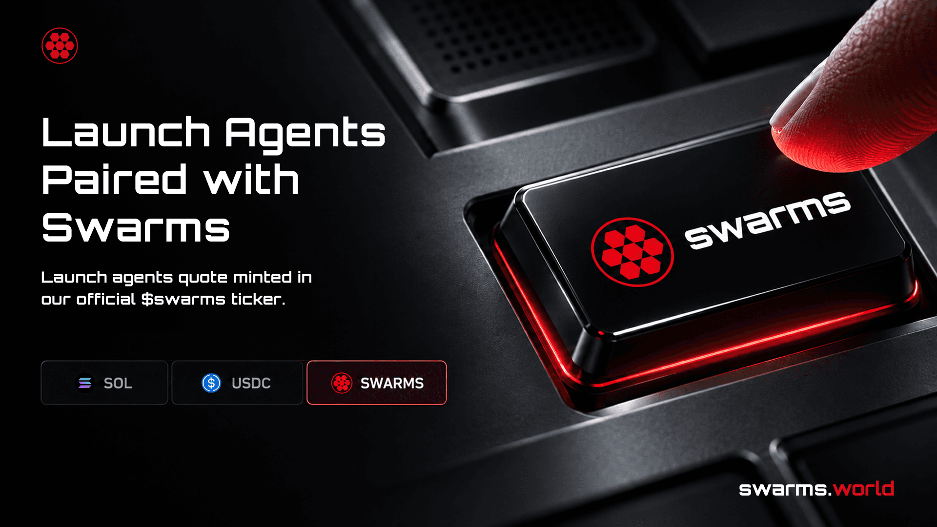 Launch agents paired with $SWARMS, alongside SOL and USDC