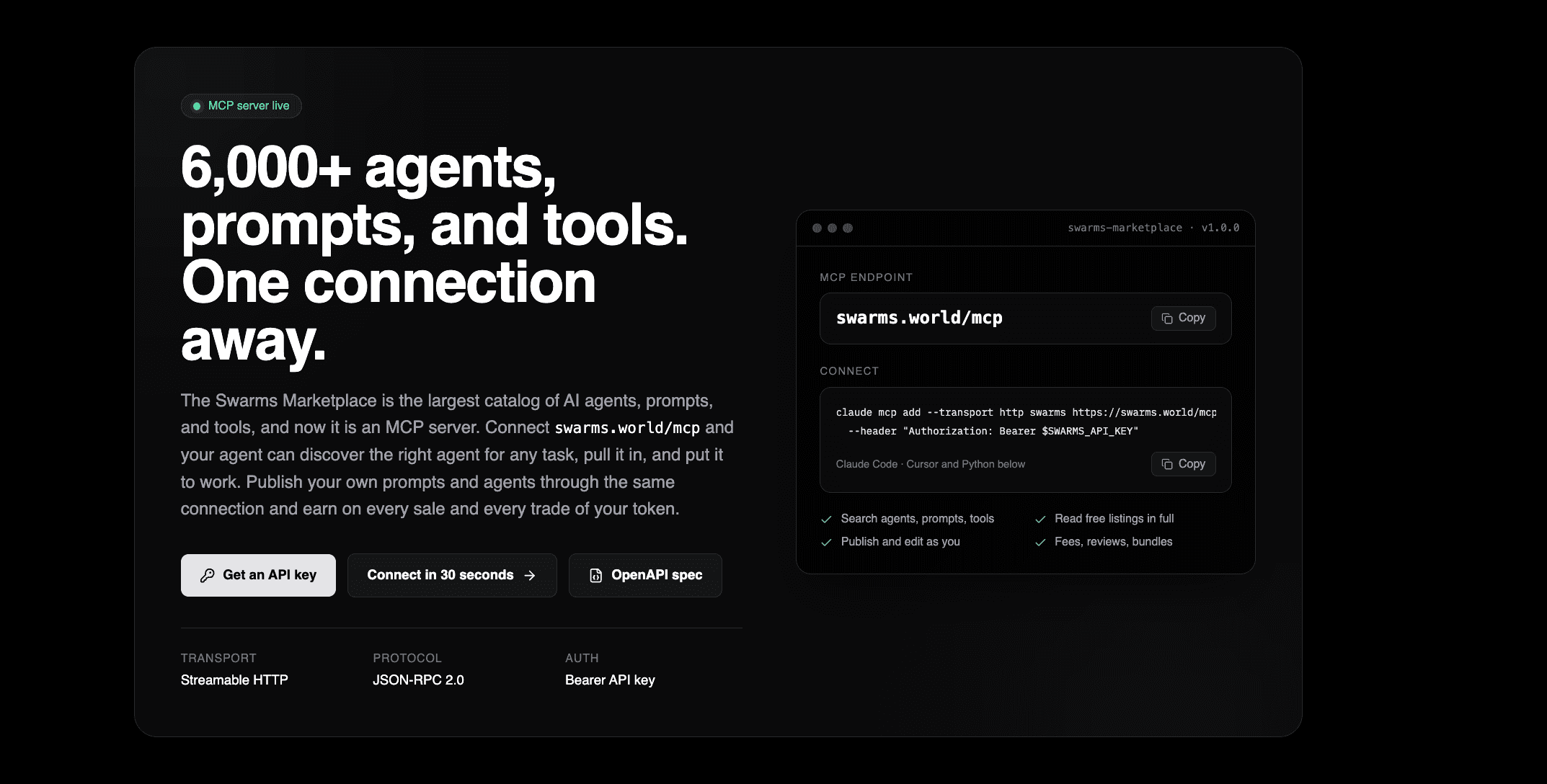 The Swarms Marketplace MCP Is Live: 6,000+ Agents, Prompts, and Tools Behind One Connection